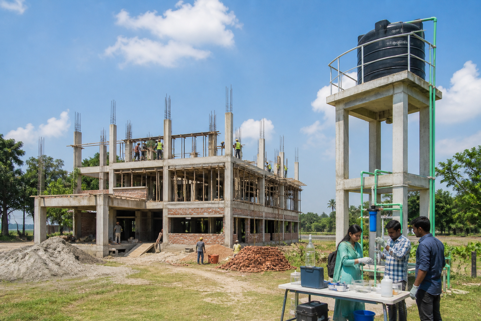 Representative PEDP4 construction, water-source infrastructure and water-quality testing